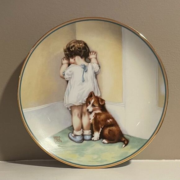 VTG "In Disgrace" Plate Hamilton Collection, Little Girl, Puppy Dog Collectible - Picture 1 of 6
